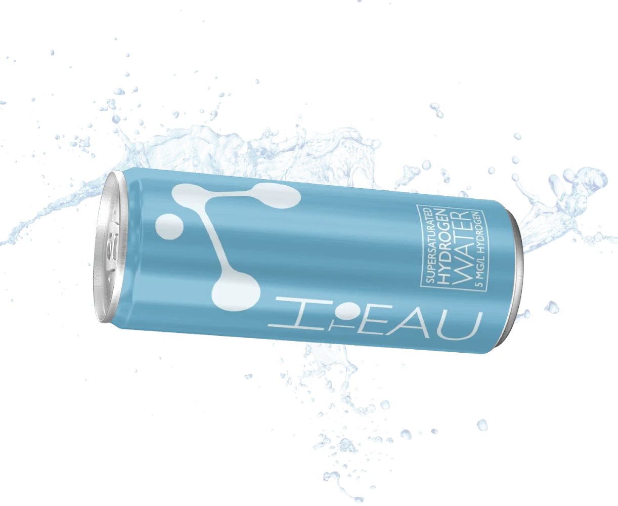 HtoEAU hydrogen water can with water splash
